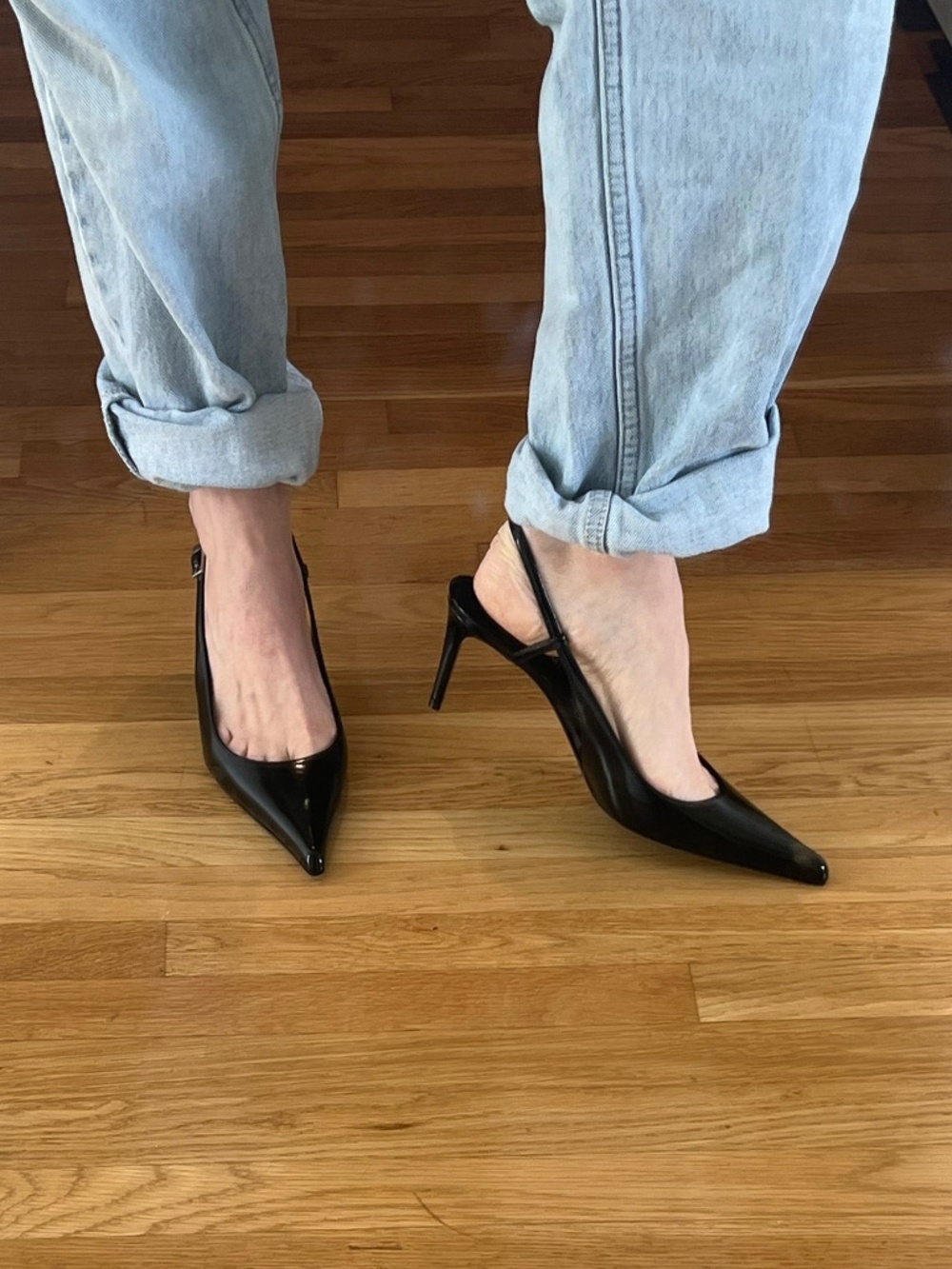 Saint Laurent Black Slingbacks Size 38.5 - Picture 2 of 10